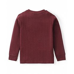 Babyhug Full Sleeves Solid Colour Pullover Thermal Vest - Coffee