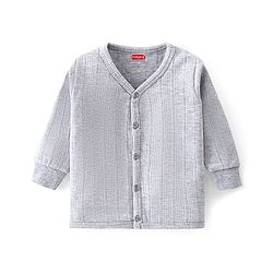 Babyhug Front Open Full Sleeves Solid Colour Thermal Vest & Legging Set - Grey
