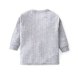 Babyhug Front Open Full Sleeves Solid Colour Thermal Vest & Legging Set - Grey