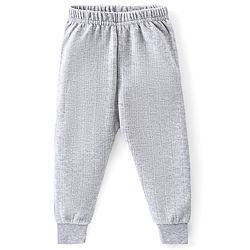 Babyhug Front Open Full Sleeves Solid Colour Thermal Vest & Legging Set - Grey