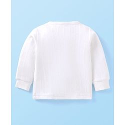 Babyhug Full Sleeves Solid Thermal Vest & Pant Set - White