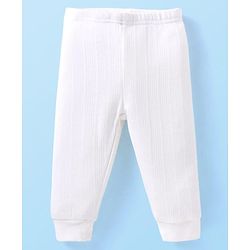 Babyhug Full Sleeves Solid Thermal Vest & Pant Set - White