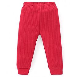 Babyhug Full Sleeves Front Open Thermal Vest & Pant Set Solid Colour - Red