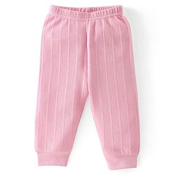 Babyhug Full Sleeves Front Open Solid Thermal Vest & Pant - Pink