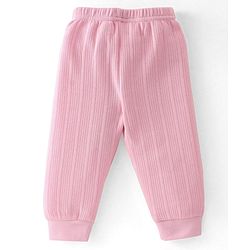 Babyhug Full Sleeves Front Open Solid Thermal Vest & Pant - Pink