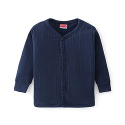 Babyhug Front Open Full Sleeves Solid Colour Thermal Vest & Legging Set - Navy Blue