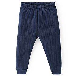 Babyhug Front Open Full Sleeves Solid Colour Thermal Vest & Legging Set - Navy Blue
