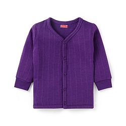 Babyhug Front Open Full Sleeve Vest and Legging Solid Color Thermal Wear  Combo Set -Purple