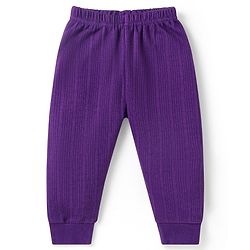 Babyhug Front Open Full Sleeve Vest and Legging Solid Color Thermal Wear  Combo Set -Purple