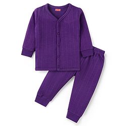 Babyhug Front Open Full Sleeve Vest and Legging Solid Color Thermal Wear  Combo Set -Purple
