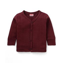 Babyhug   Full Sleeves Front Open Solid Colour Thermal  Vest & Leggings Set - Burgandy