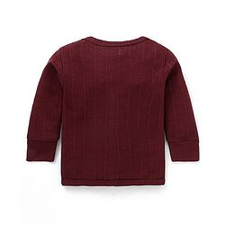 Babyhug   Full Sleeves Front Open Solid Colour Thermal  Vest & Leggings Set - Burgandy