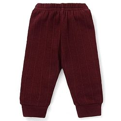 Babyhug   Full Sleeves Front Open Solid Colour Thermal  Vest & Leggings Set - Burgandy
