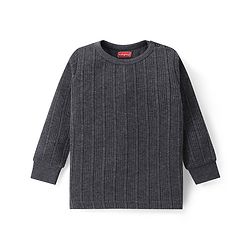 Babyhug Solid Full Sleeves Thermal Vests & Pant Set - Dark Grey