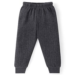 Babyhug Solid Full Sleeves Thermal Vests & Pant Set - Dark Grey