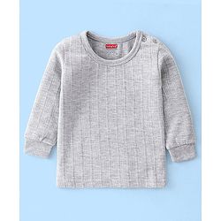 Babyhug Full Sleeves Solid Thermal Vests & Pant Set -Light Grey