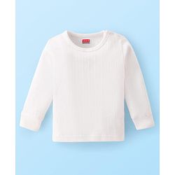 Babyhug Full Sleeves Solid Colour Thermal Vest Pullover & Pant - Off White