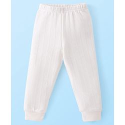 Babyhug Full Sleeves Solid Colour Thermal Vest Pullover & Pant - Off White