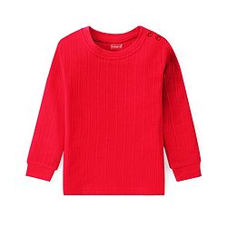 Babyhug Full Sleeves Pullover Thermal Vest & Pant Set with Solid Colour - Red