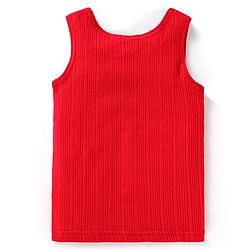Babyhug Full Sleeves Pullover Thermal Vest & Pant Set with Solid Colour - Red
