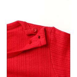 Babyhug Full Sleeves Pullover Thermal Vest & Pant Set with Solid Colour - Red