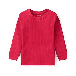 Babyhug Full Sleeves Pullover Thermal Vest & Pant Set with Solid Colour - Red