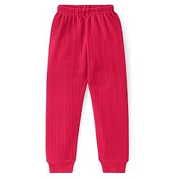 Babyhug Full Sleeves Pullover Thermal Vest & Pant Set with Solid Colour - Red