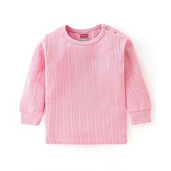 Babyhug Full Sleeves Solid Thermal Vests & Pant Set -Pink