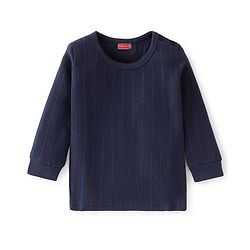 Babyhug Full Sleeves Solid Thermal Vests & Pant Set - Navy Blue