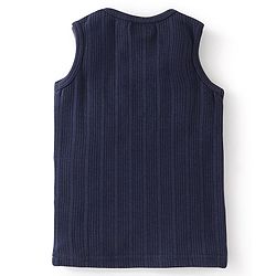 Babyhug Full Sleeves Solid Thermal Vests & Pant Set - Navy Blue
