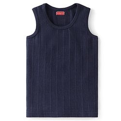 Babyhug Full Sleeves Solid Thermal Vests & Pant Set - Navy Blue