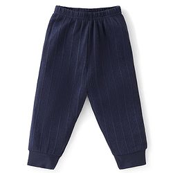 Babyhug Full Sleeves Solid Thermal Vests & Pant Set - Navy Blue