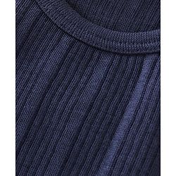 Babyhug Full Sleeves Solid Thermal Vests & Pant Set - Navy Blue