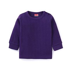 Babyhug  Full Sleeves Pullover Thermal Vest & Pant Solid Colour - Purple