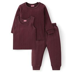 Babyhug Full Sleeves Thermal Innerwear Set - Maroon