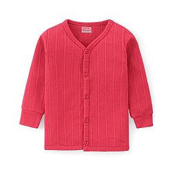 Babyhug Cotton Blend Full Sleeves Front Open Solid Color Thermal Wear Vests Pack Of 2 - Navy Blue & Red