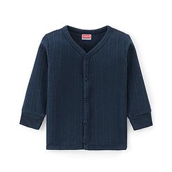 Babyhug Cotton Blend Full Sleeves Front Open Solid Color Thermal Wear Vests Pack Of 2 - Navy Blue & Red