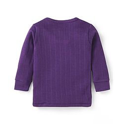 Babyhug Cotton Blend Full Sleeves Front Open Solid Color Thermal Wear Vests Pack Of 2 - Purple & Maroon