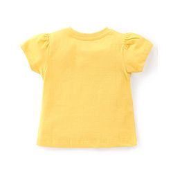 Babyhug Cotton Knit Half Sleeves Night Suit with Polka Dots & Text Print - Yellow & Blue