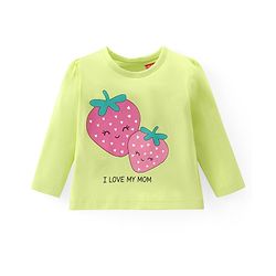 Babyhug Cotton Knit Full Sleeves Night Suit With Strawberry & Floral Print - Green