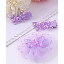 Babyhug Hair Pins & Clips with Butterfly Applique Pack of 3 - Purple