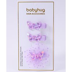 Babyhug Hair Pins & Clips with Butterfly Applique Pack of 3 - Purple
