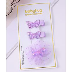 Babyhug Hair Pins & Clips with Butterfly Applique Pack of 3 - Purple