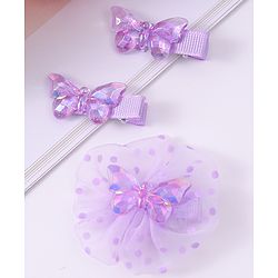 Babyhug Hair Pins & Clips with Butterfly Applique Pack of 3 - Purple