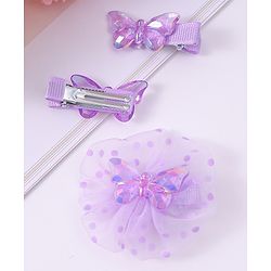 Babyhug Hair Pins & Clips with Butterfly Applique Pack of 3 - Purple