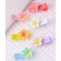 Babyhug Hair Pins And Clips With Floral Applique Free Size - Mulitcolor