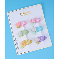 Babyhug Free Size Hair Pins & Clips With Floral Applique Pack of 6 - Mulitcolor