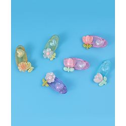 Babyhug Free Size Hair Pins & Clips With Floral Applique Pack of 6 - Mulitcolor
