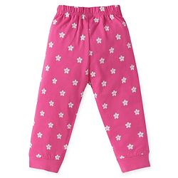 Babyhug Cotton Knit Full Sleeves Night Suit with Floral & Ladybug Print - Orange & Pink