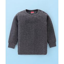 Babyhug Full Sleeve  Solid Color Pull Over Thermal Vest Pack of 2 - Light & Dark Grey